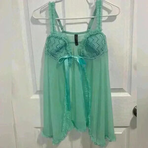 Vintage Victoria's‎ Secret Y2K Babydoll Top Mint Green Underwear Size 36B